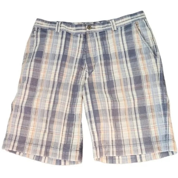 Tommy Bahama Other - Tommy Bahama Jeans Mens Shorts size 34 Cargo Plaid Blue Silk Cottn Blend